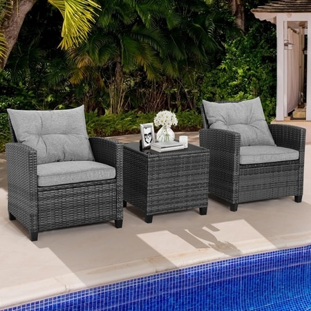 Carry Bird Wicker Patio Furniture Outdoor Balcony Chairs In Grey Colour