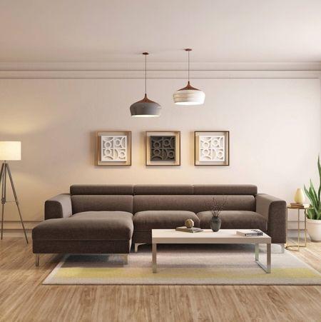 Chelsea Left Aligned 3 Seater Sectional Fabric Sofa (Daschund Brown)