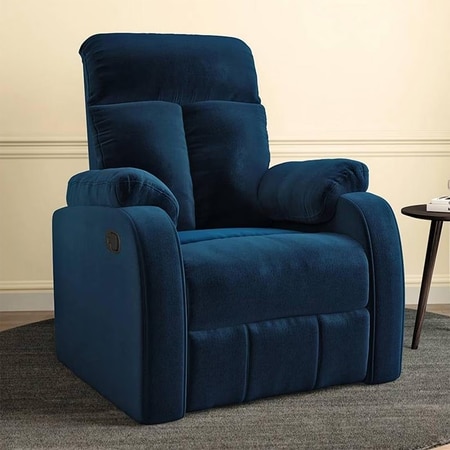 Simpson Fabric One Seater Manual Recliner in Blue Colour