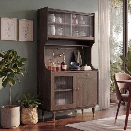 Kllint Solid Wood Hige Bar Cabinet In Danish Walnut Finish