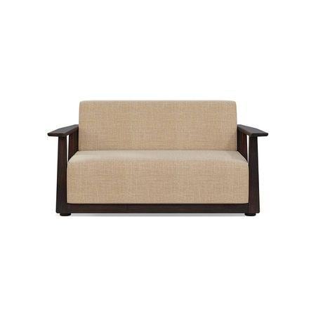 Serra Wooden Sofa - Mahogany Finish (Sandshell Beige)