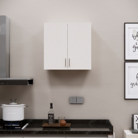 2 Doors Modular Wall Mounted Kitchen Cabinet With Adjustable Shelf In Highland Pine Finish