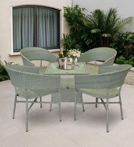 Geelong Wicker Table And Chair Set  White And Black Finish