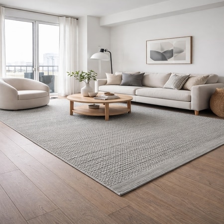 Mist Wool Rectangle Carpets Hand Knotted in Lt. Grey Colour
