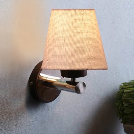 Devansh Metal Electric Wall Light in White Colour with White Shade Count of 1 Light