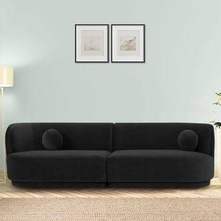 Izza Velvet 4 Seater Sofa in Black Colour