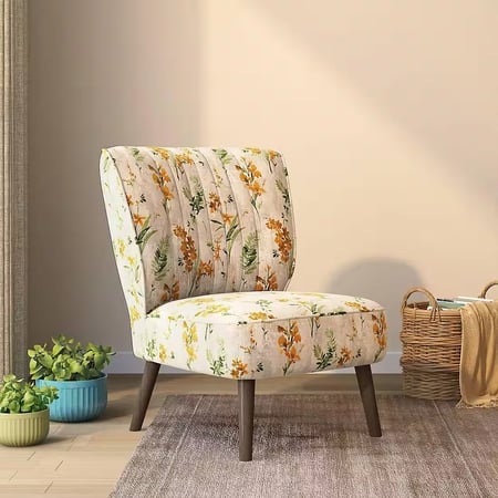 Grace Lounge Chair in Mustard Floral Colour