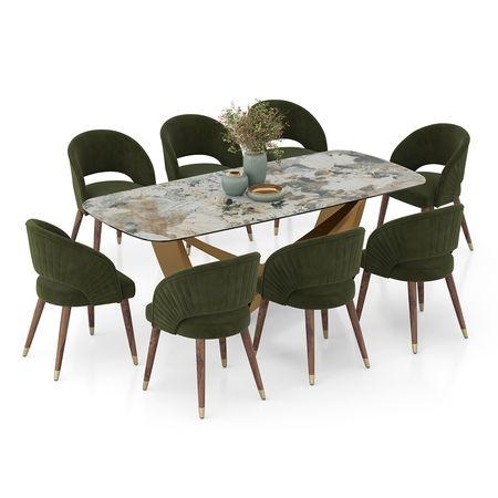 Paloma 8 Seater Spanish Ceramic Dining Table with Celia Dining Chair