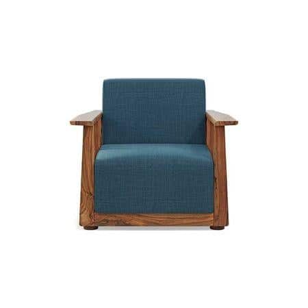 Serra Wooden Sofa - Teak Finish (Colonial Blue)