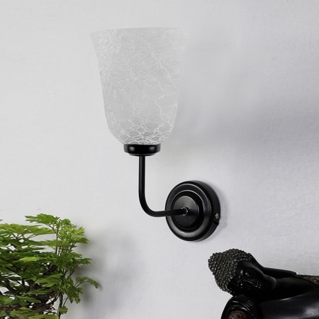 Devansh Metal Electric Wall Light in black Colour with White Shade Count of 1 Light