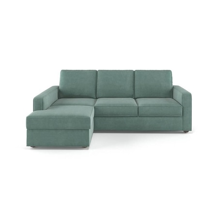 Apollo Compact Sofa (Colour : Dusty Turquoise Velvet, Cushion : Hard, Back Type : Regular, Seating Capacity : Left Aligned 2 Seater + Left Aligned Chaise)