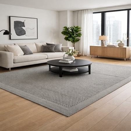 Pebble Wool Rectangle Carpets Hand Knotted in Grey Colour