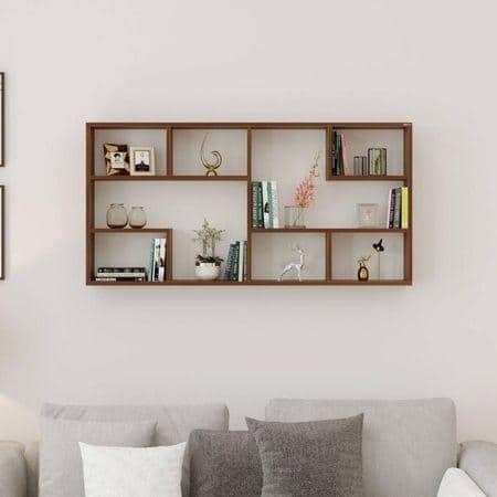 Petree Engineered Wood Wall Mounted Floating Shelf Display Rack Decorative for Livingroom Hall Décor Home Furniture (Brown Maple)