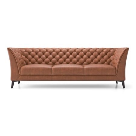 Weston 3 Seater Luxury Italian Leather Sofa In Cognac