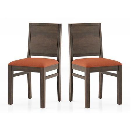 Atlas Dining Chairs Set Of 2 Finish In Danish Walnut Finish With Burnt Orange Colour Fabric