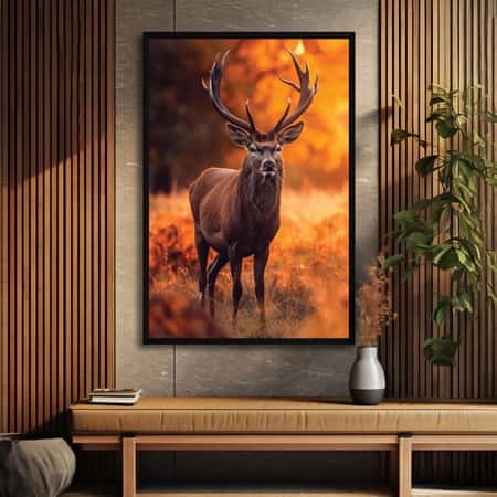 The Castle Decor Abstract Deer Wall Painting Framed Artwork 20x30 Inch Style 1