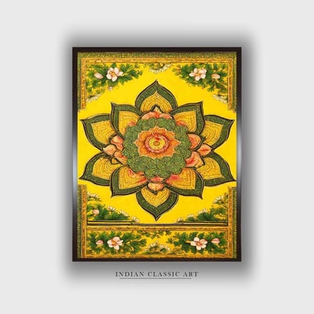 Lotuses Pichwai Canvas Wall Prints Canvas Wall Prints Set of 1 Multicolor Matte