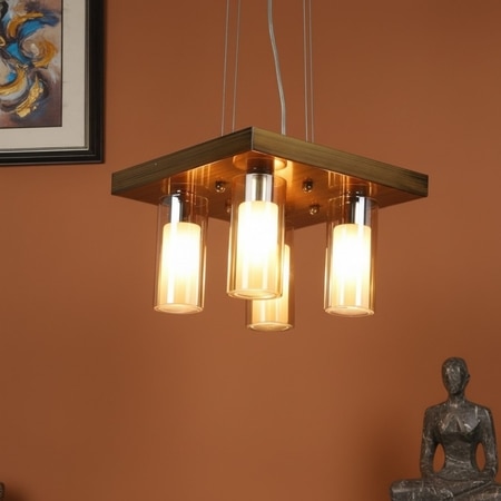 Eliante 4-Light Chandelier, Mild Steel Modern Ceiling Fixture For Living Room, Dining Room