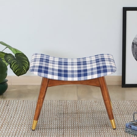Zuno Blue Checks Seating Stool