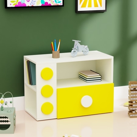 Building Blocks Storage Unit In Yellow Colour