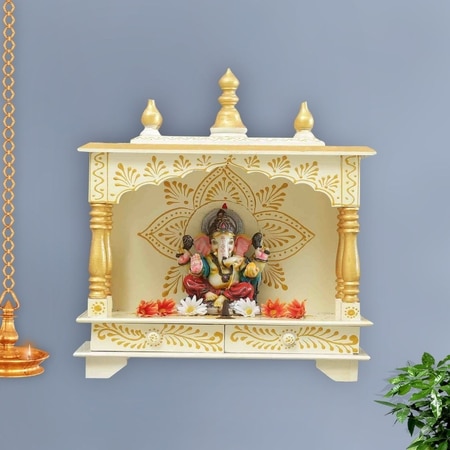 D'Dass Shri Ganesh Sheesham Wood and Mdf Temple For Pooja In Home and Office