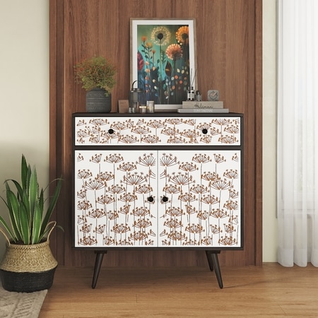 Fleur Solid Wood Sideboard in White & American Walnut finish
