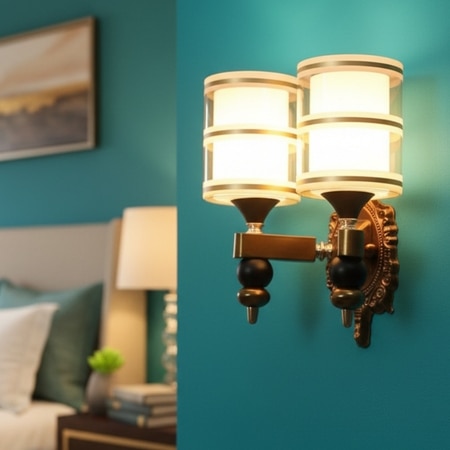 Eliante Modern Wall Lights Mild Steel & Glass Material Antique & Champaign Finish