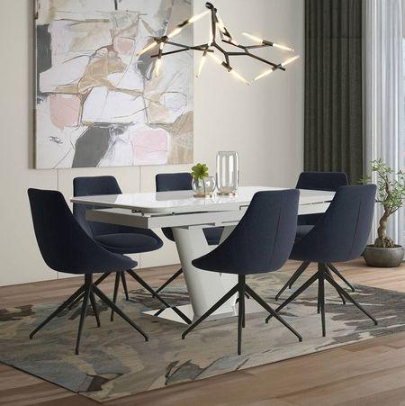 Caribu Glass 6 To 8 Seater Extendable Dining Table In White High Gloss Finish