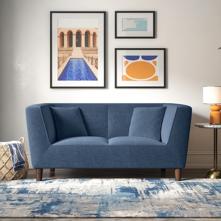 Janet 2 Seater Fabric Loveseat In Lapis Blue Colour