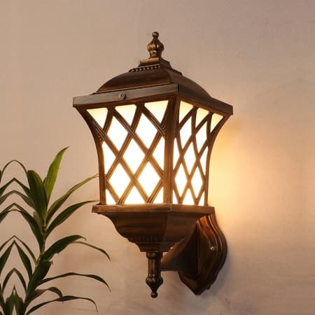 Eliante Gold Aluminium Outdoor Wall Light With E27 Holder In Gold Colour