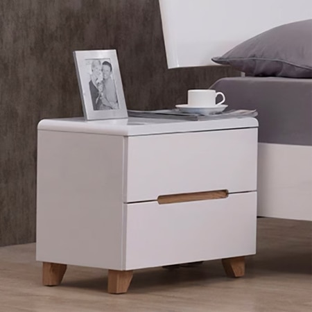 Oslo Engineered Wood Bedside Table in White Finish