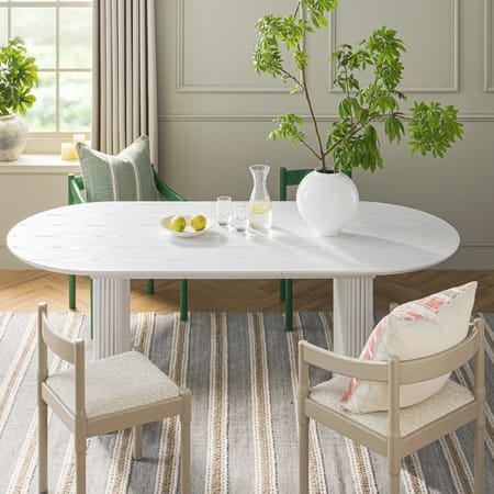 Velin Oval 6 to 8 Seater Extending Solid Wood Pedestal Dining Table White