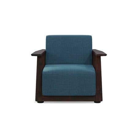 Serra Wooden Sofa - Mahogany Finish (Colonial Blue)