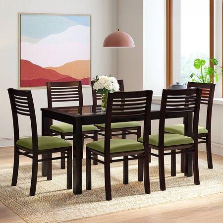 Floyd 6 Seater Dining Table Glass Top With Set Of 6 Zella Dining Chairs