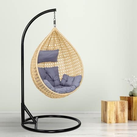 Rattan Egg Single Seater 6 Star Swing Chair Grey