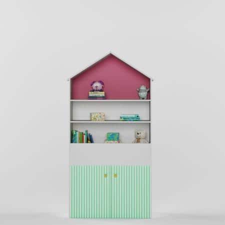 Craft Villa Toddlers Table With Display Cabinet In White & Pink Colour
