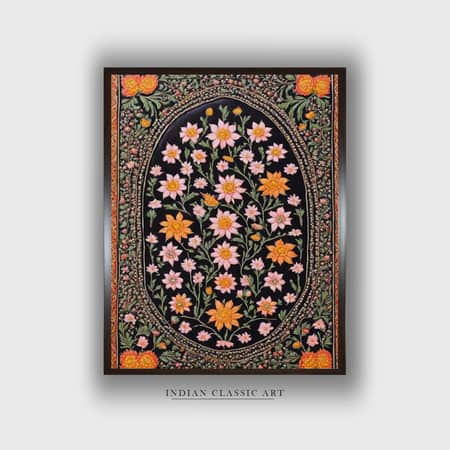 Floral Pichwai Canvas Wall Prints Canvas Wall Prints Set of 1 Multicolor Matte