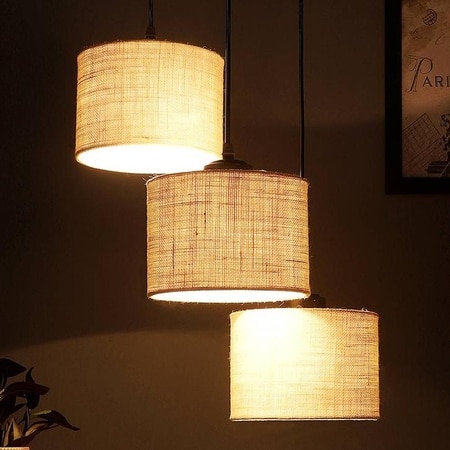 FALSEel White Natural Fiber Cluster Hanging Light