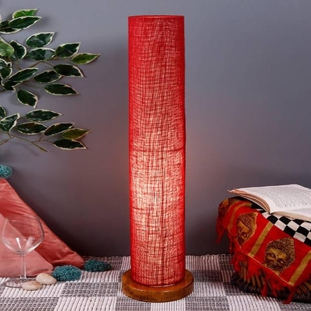 Oliver Maroon Cotton Shade Floor Lamp