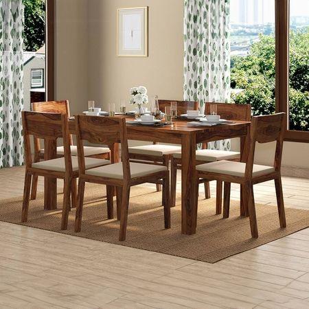Arabia Solid Wood 6 Seater Dining Table In Teak Finish