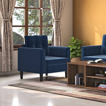 Winston 1 Seater Fabric Sofa in Marine Blue Colour