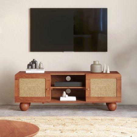 Takai Solid Wood TV Unit In Red Cedar Finish