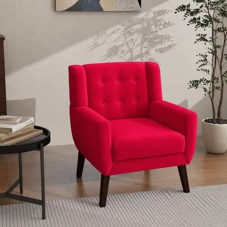 Azriah Boucle Fabric Accent Chair in Red