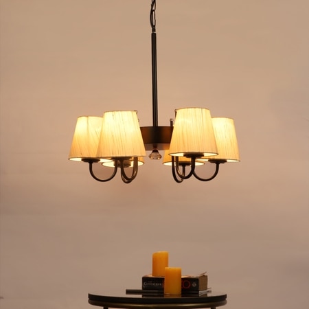 Devansh Black Wall Mounted Lamp With Off-White Cotton Shade