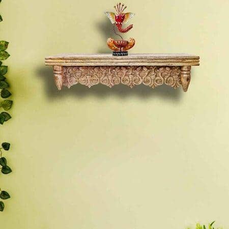 Foster Brown Colour Solid Wood Handcarved Floating Wall shelf
