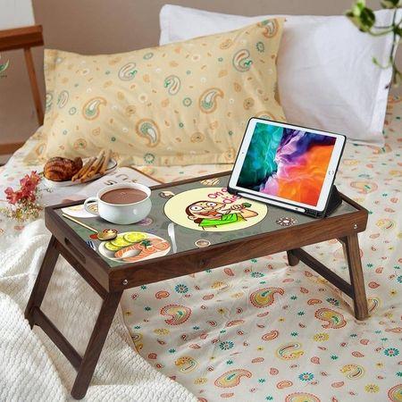 Morning Munchies Solid Wood Bookshelf and Serving Tray In Multicolour