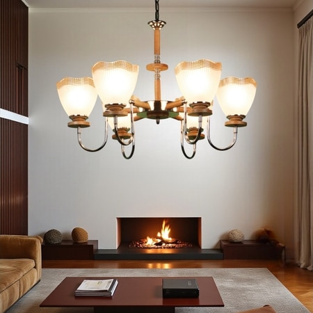 Eliante Chandelier, 6 Light Mild Steel Modern Ceiling Fixture