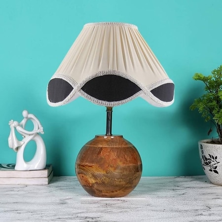Vintage cotton Multicolor with Natural Wood Table Lamp