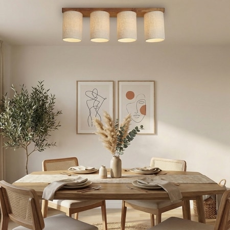 Elementary Brown Solid Wood Ceiling Light