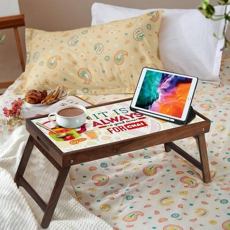 Masala Breakfast Solid Wood Breakfast Table/Tray In Multicolour